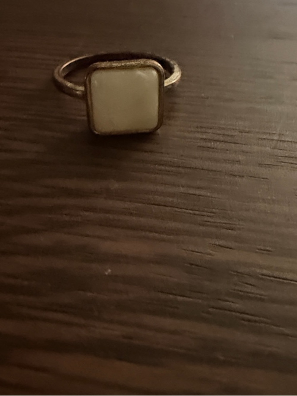 Gold-Tone Square Cream Stone Ring - Women Jewelry